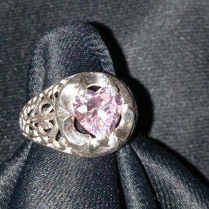 Handcrafted 925 Sterling Silver Fancy Heart Topaz Filigree Ring